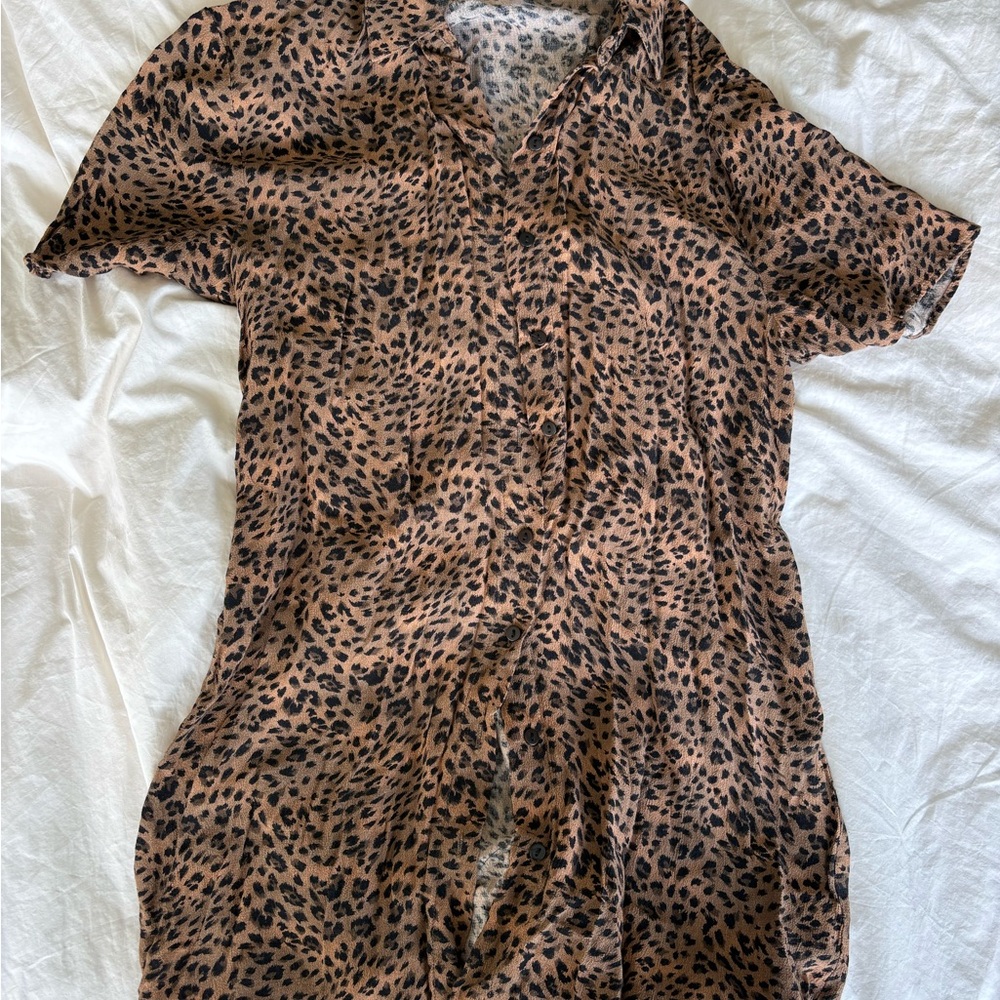 Topshop Brown Leopard Print Dress